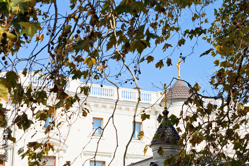 Livadiya Palace and Church in autumn day photo