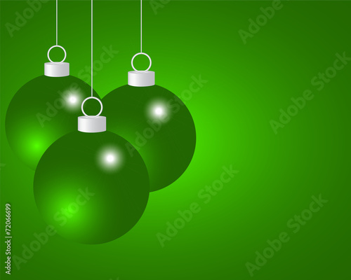 Green Christmas balls on a green background