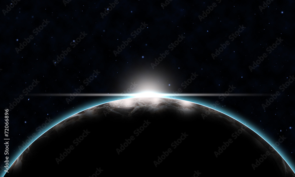 Space Scene With big planet  and  constellation