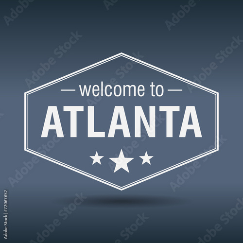 welcome to Atlanta hexagonal white vintage label