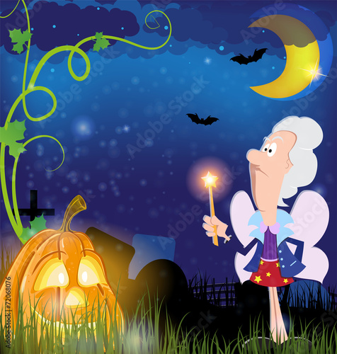 Fairy Godmother and pumpkin