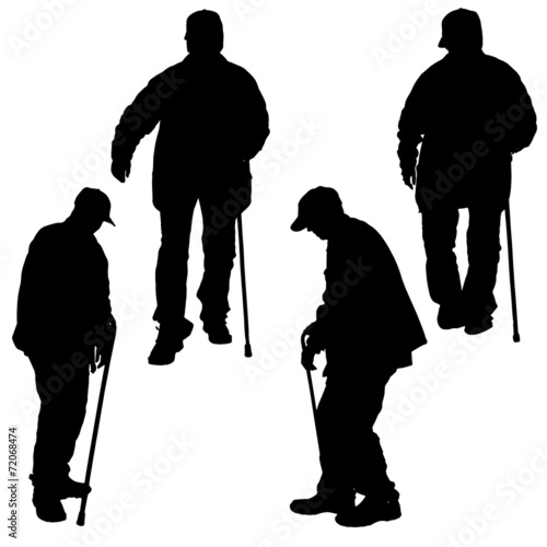 Vector silhouette of an old man.
