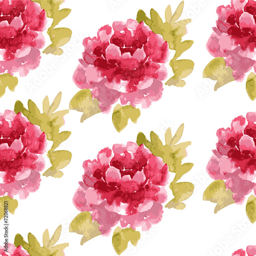 watercolor pretty flower pattern with peonies