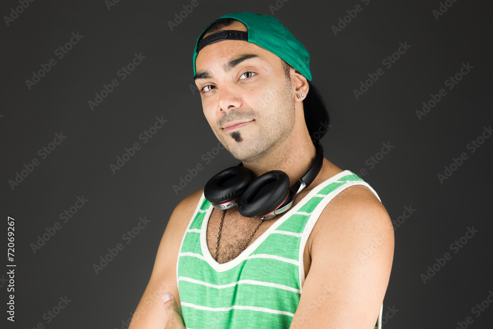 model isolated on plain background happy smiling arms crossed model isolated on plain background happy smiling arms crossed