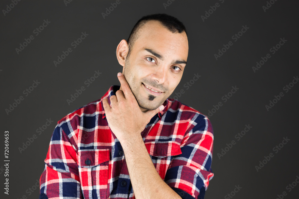 model isolated on plain background thinking model isolated on plain background thinking