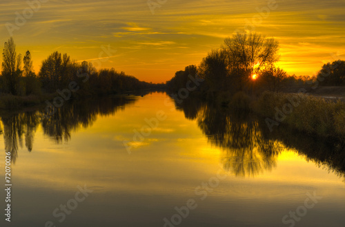 Landscape at sunset time - Ukrainian river Orel
