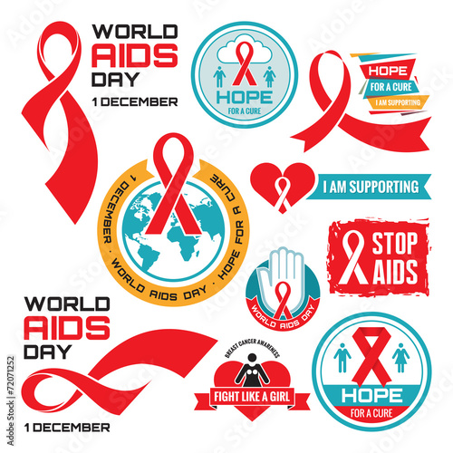 AIDS - vector badges collection. World AIDS day - 1 December.