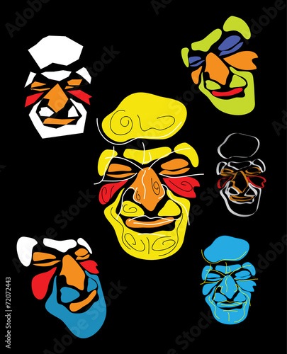 colored masks of faces
