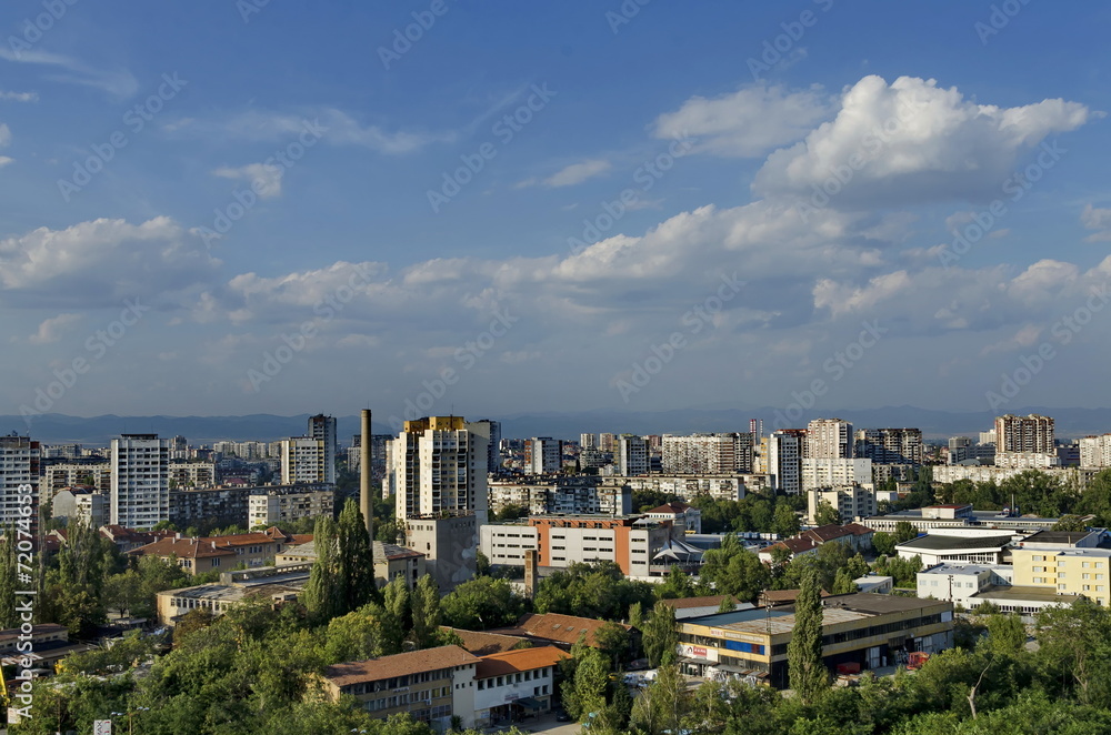 Obraz premium View to part of Sofia city from above