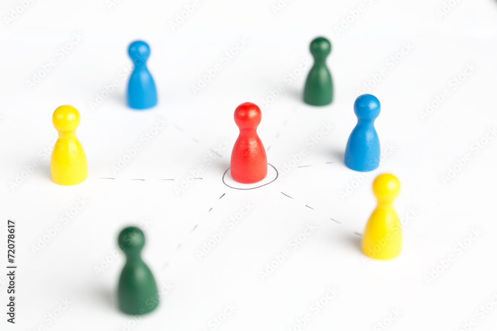 Game figurines outsource business diagram depicting community Game figurines outsource business diagram depicting community