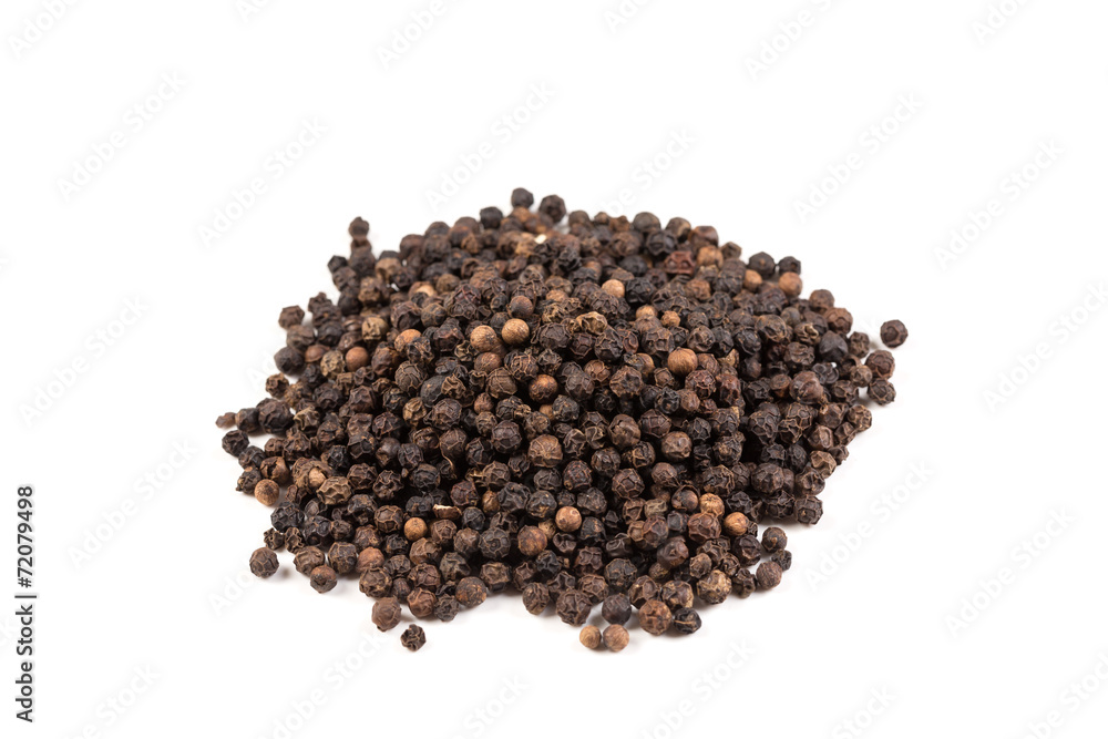 Black pepper was placed on a white background Black pepper was placed on a white background