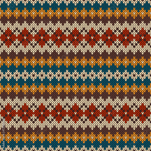 Knitted seamless pattern in traditional Fair Isle style