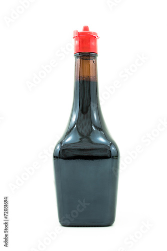 Bottle of soy sauce isolated on white background