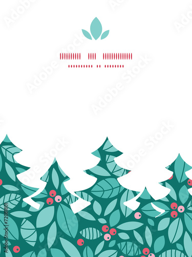 Vector christmas holly berries Christmas tree silhouette pattern