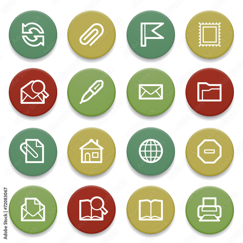 Email contour icons on color buttons. Email contour icons on color buttons.