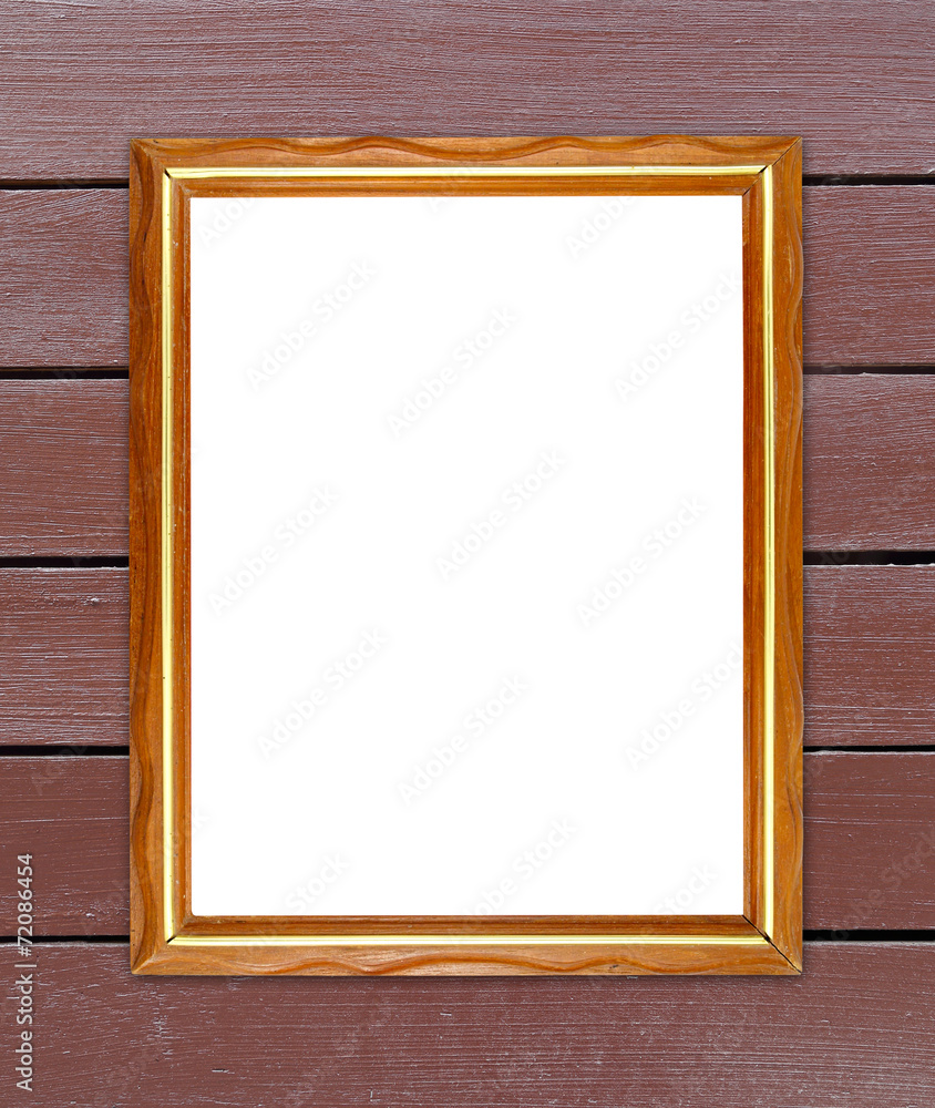 Fototapeta premium blank wood frame on wood wall