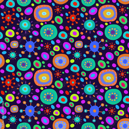 Seamless background with multi-colored psychedelic pattern