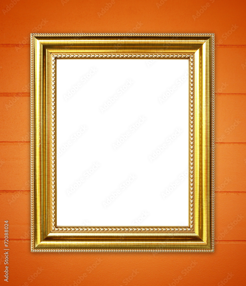 golden frame on cement wall background golden frame on cement wall background