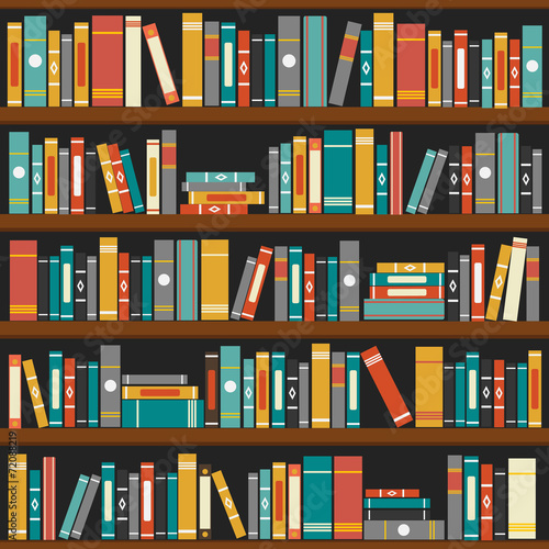 Photographie Vector of library book shelf background