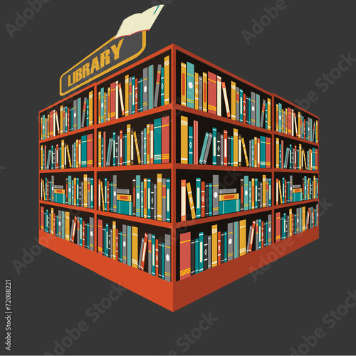 Vector of library book shelf background