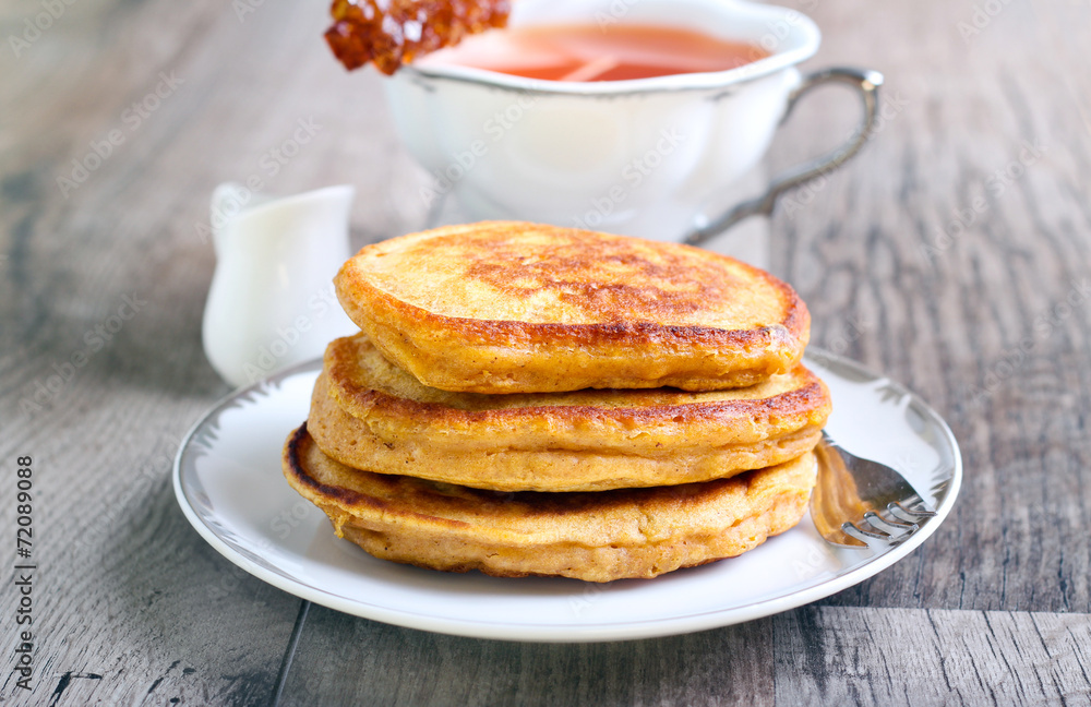 Three pumpkin pancakes Three pumpkin pancakes