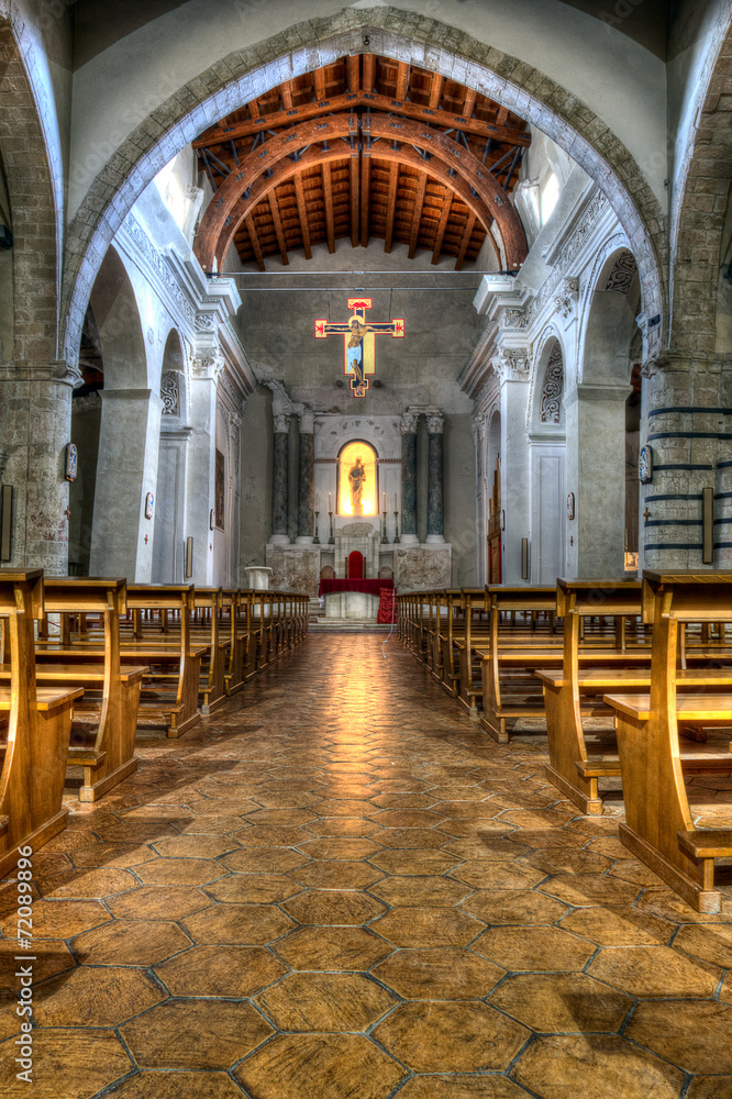 interior of an old Norman church in Sicily. hdr.