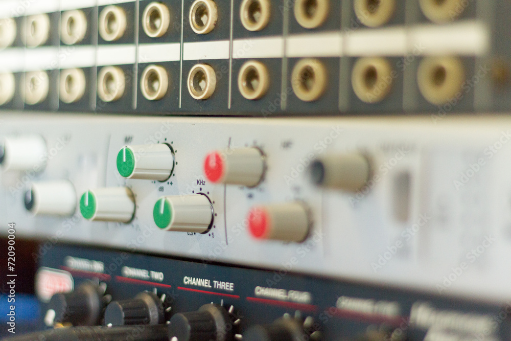 Close-up of audio gear in recording studio Close-up of audio gear in recording studio