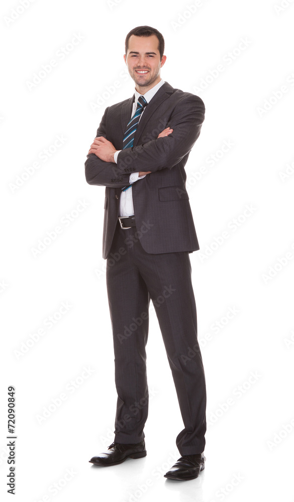 Confident Young Businessman Standing Arms Crossed Confident Young Businessman Standing Arms Crossed