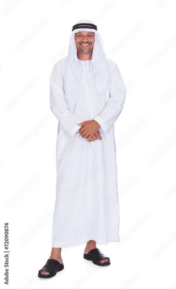 Smiling Arabian Man Standing Over White Background Smiling Arabian Man Standing Over White Background