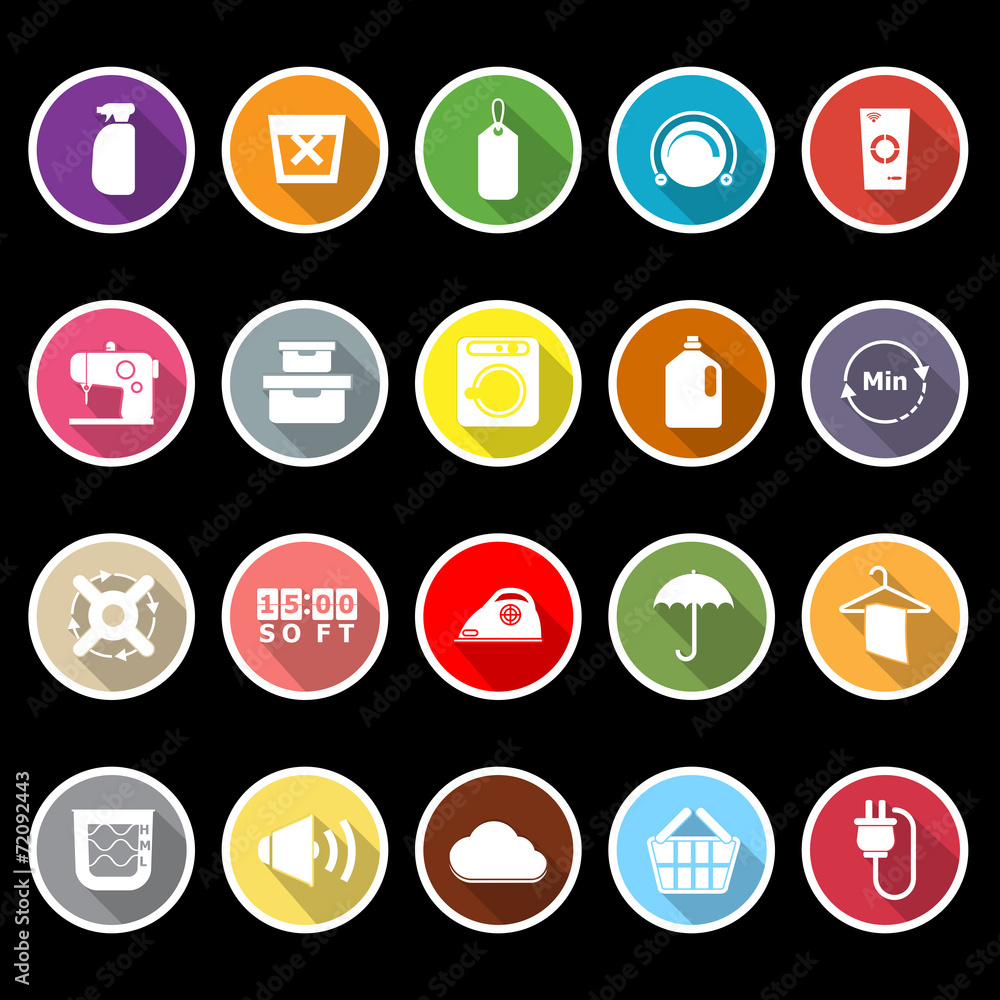 Laundry flat icons with long shadow Laundry flat icons with long shadow