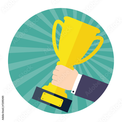 Hand holding a Trophy cup