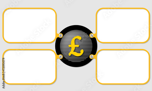 four yellow frame for text with pound sterling symbol