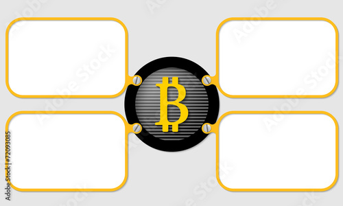 four yellow frame for text with bit coin symbol