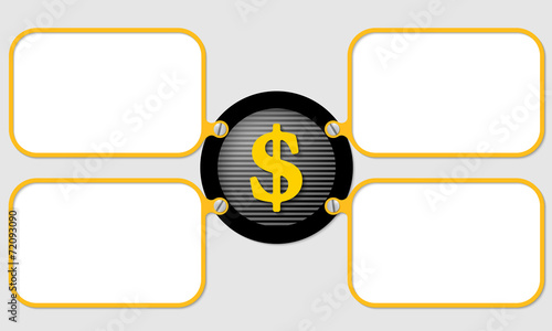 four yellow frame for text with dollar symbol