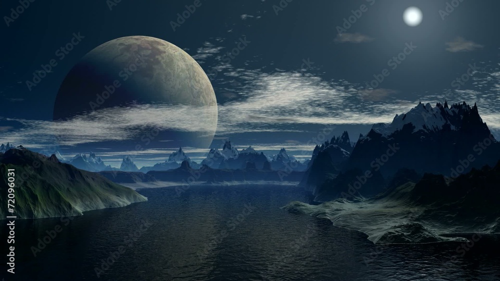 A huge moon in the sky fantastic planet A huge moon in the sky fantastic planet