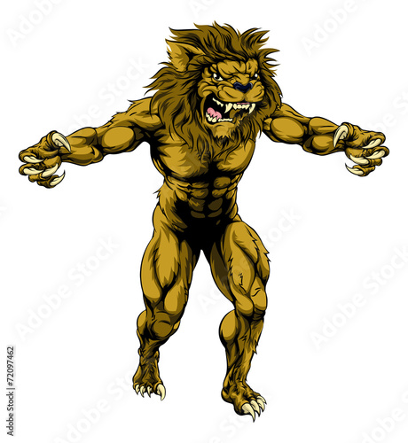 Fototapeta Naklejka Na Ścianę i Meble -  Lion scary sports mascot