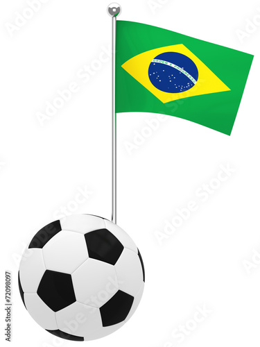 Football with flag of Brazil