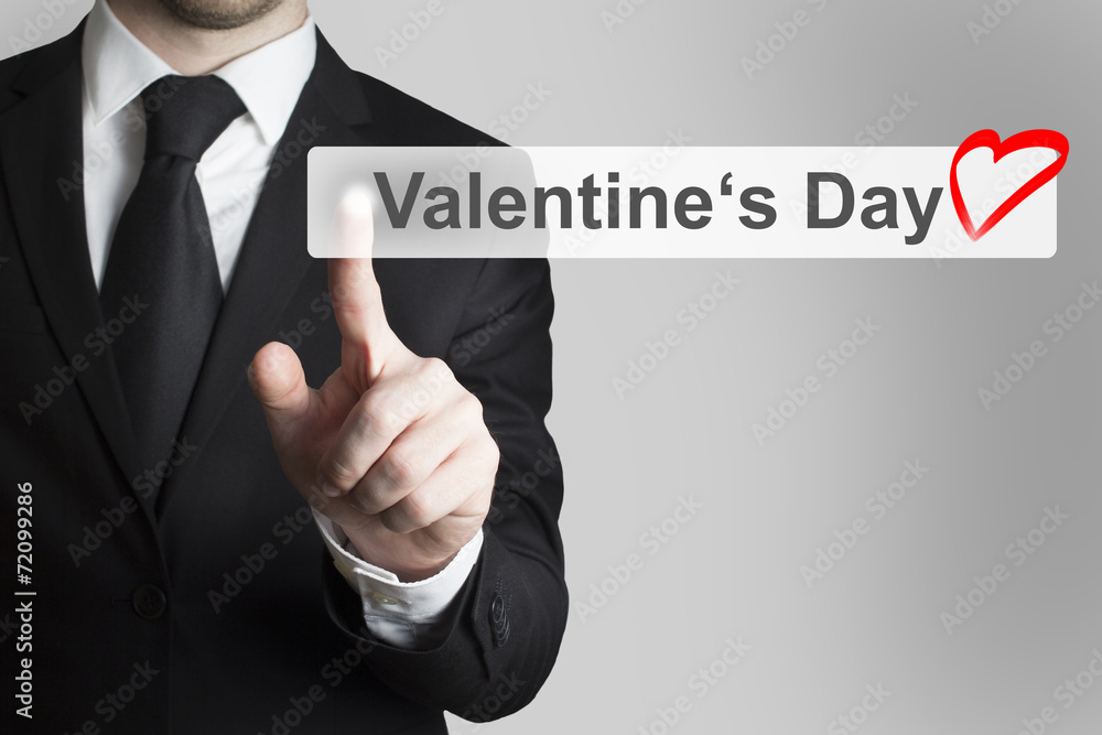 businessman pushing flat button valentines day businessman pushing flat button valentines day