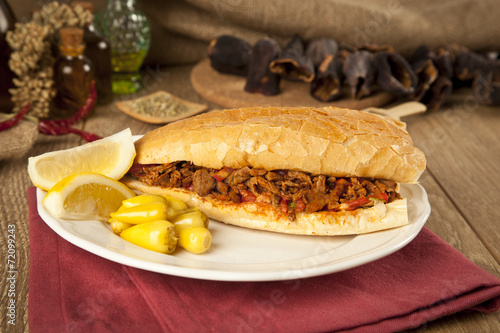 Meat beef tantuni is a kind of traditional turkish kebap photo