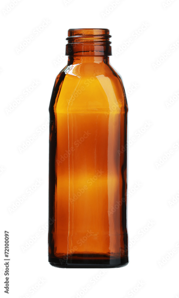 Square Brown Glass Bottle isolated on white background