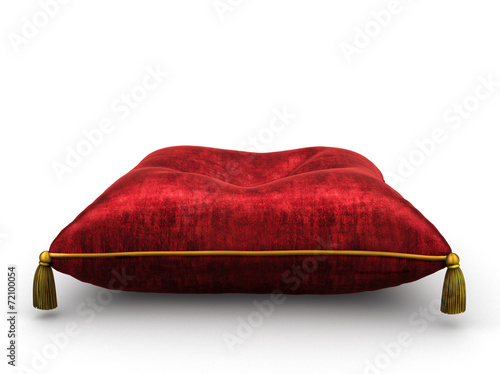 royal red velvet pillow on white background photo
