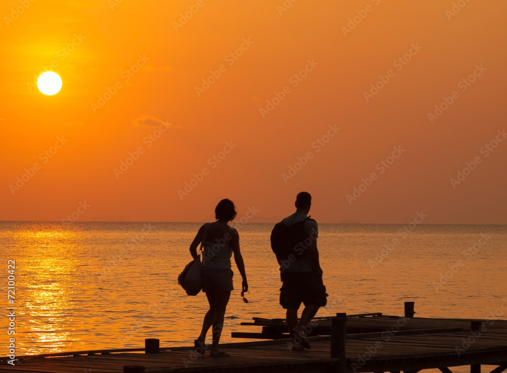 Obraz premium Seaside view in sunset time
