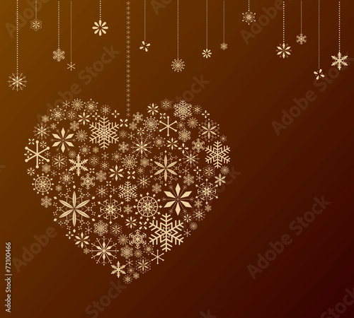 Hanging heart and snowflakes
