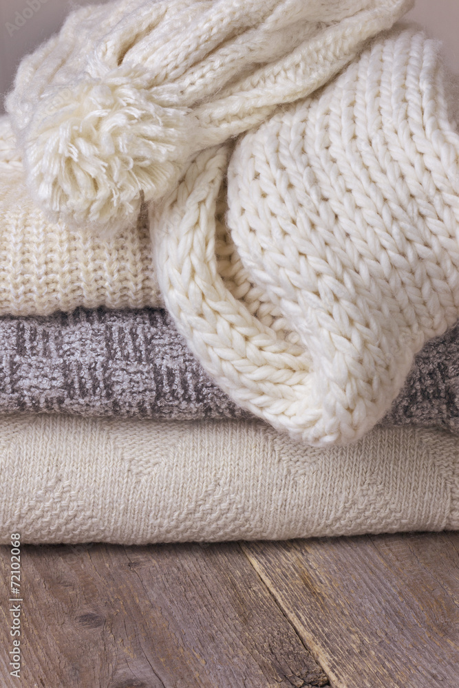 stack of warm clothes stack of warm clothes