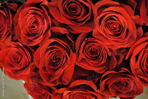 Bouquet of beautiful red roses on black background