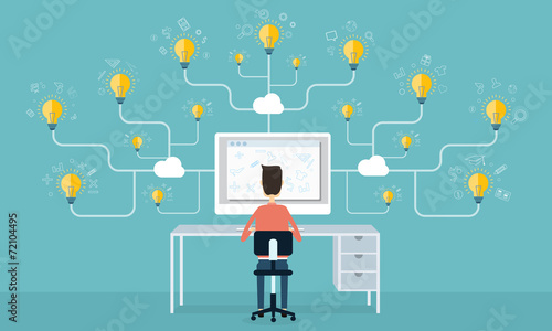 Businessman working and creative thinking ideas concept