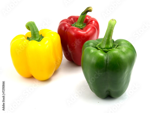 Colored Fresh Sweet Pepper on White Background.