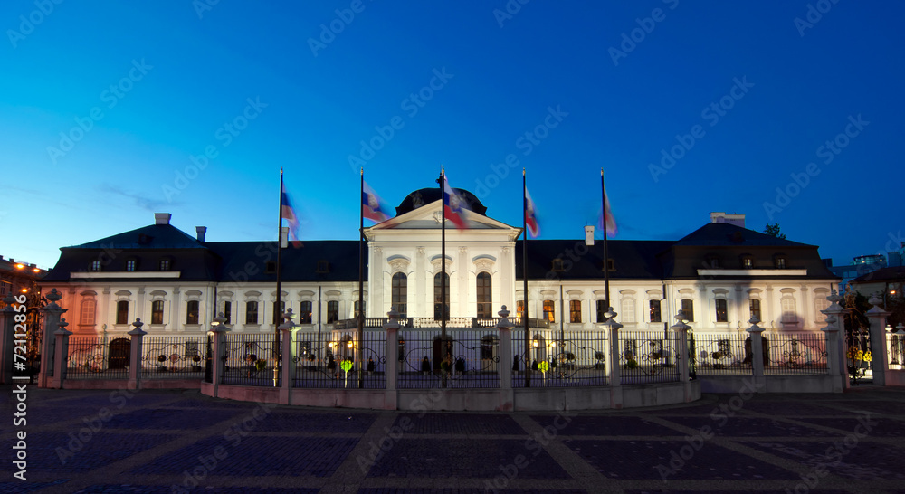Presidential Palace at evening, Bratislava, Slovakia