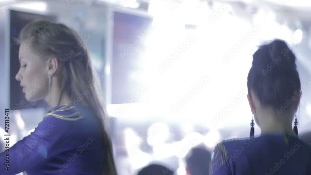 People having fun at disco club, nightlife, go-go dancers People having fun at disco club, nightlife, go-go dancers