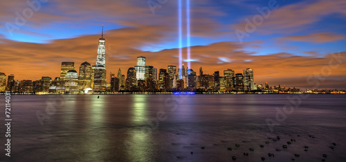 New York City skyline with 9-11 tribute light